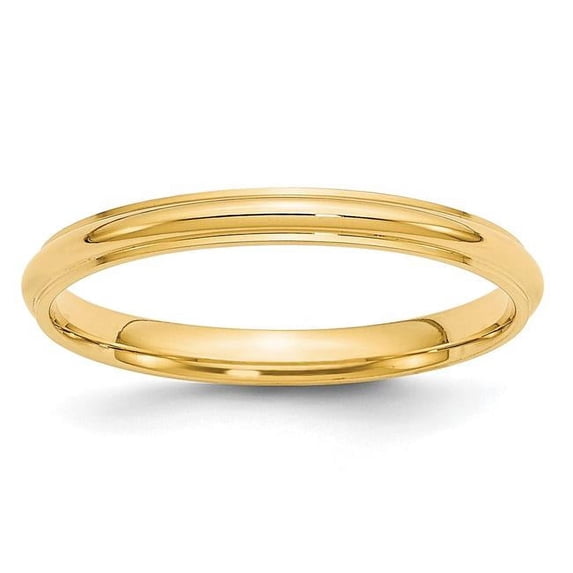 Primal Gold 14 Karat Yellow Gold 2.5mm Half Round with Edge Band Size 9