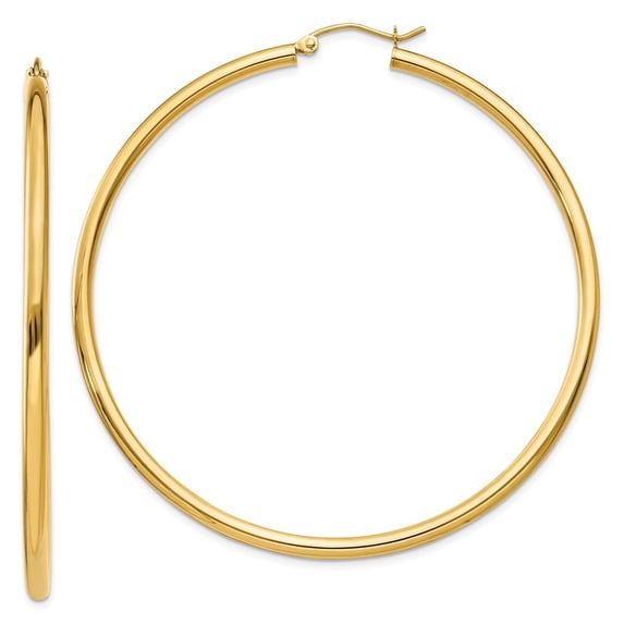Primal Gold 14 Karat Yellow Gold 2.5mm Lightweight Round Hoop Earrings