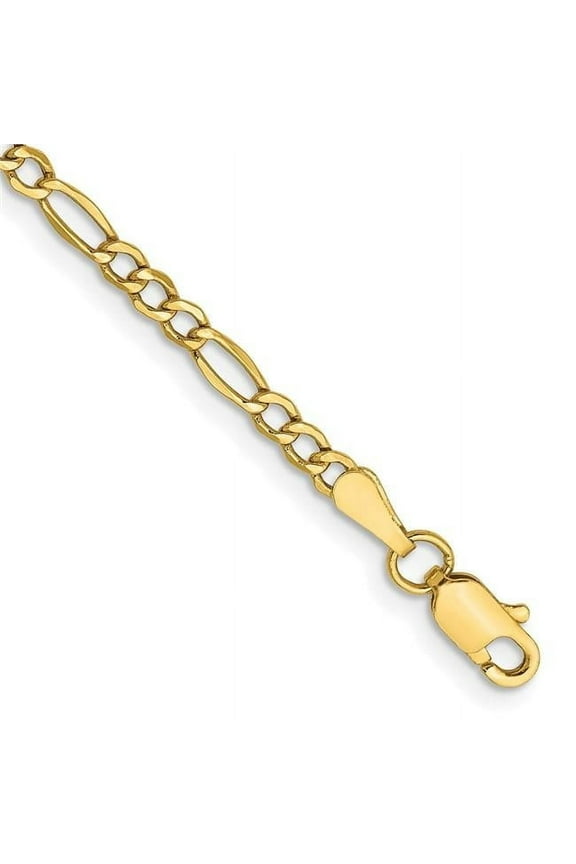 14 Karat Yellow Gold 2.5mm Semi-Solid Figaro Chain Bracelet