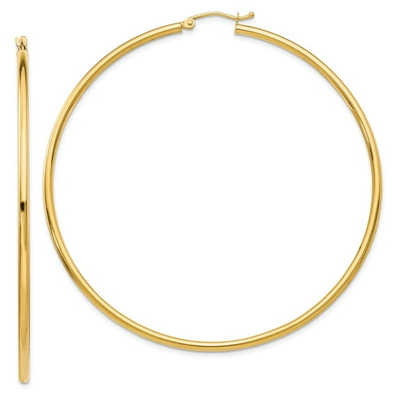 Primal Gold 14 Karat Yellow Gold 2.5mm Tube Hoop Earrings
