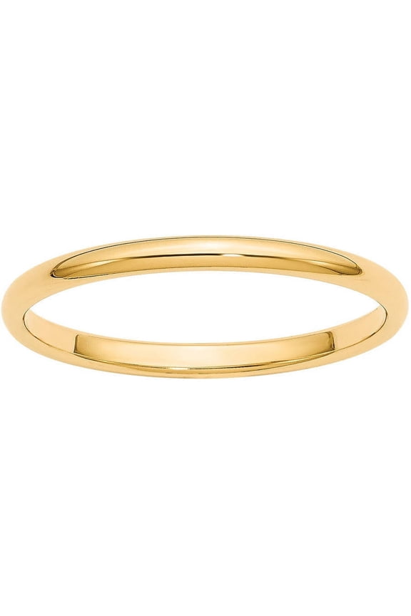 14 Karat Yellow Gold 2mm Half-Round Wedding Band Size 14