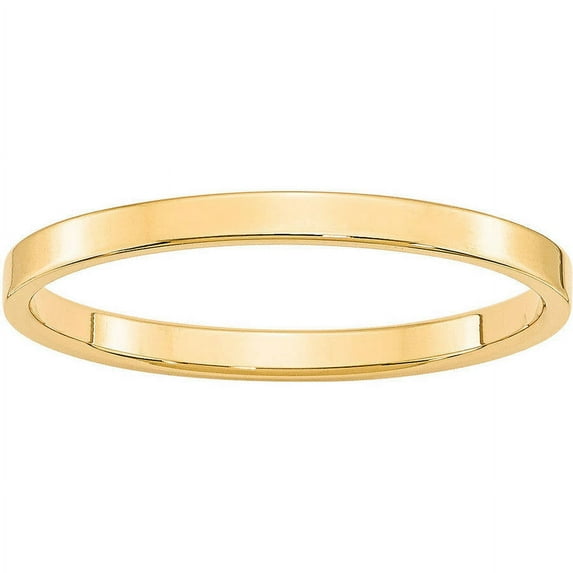 Primal Gold 14 Karat Yellow Gold 2mm Lightweight Flat Band Size 11.5