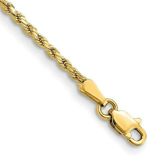 Primal Gold 14 Karat Yellow Gold 2mm Semi-Solid Diamond-cut Rope Chain Bracelet
