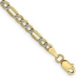 thumbnail image 1 of Primal Gold 14 Karat Yellow Gold 3.2mm Semi-Solid with Rhodium Pave Figaro Chain Bracelet, 1 of 2