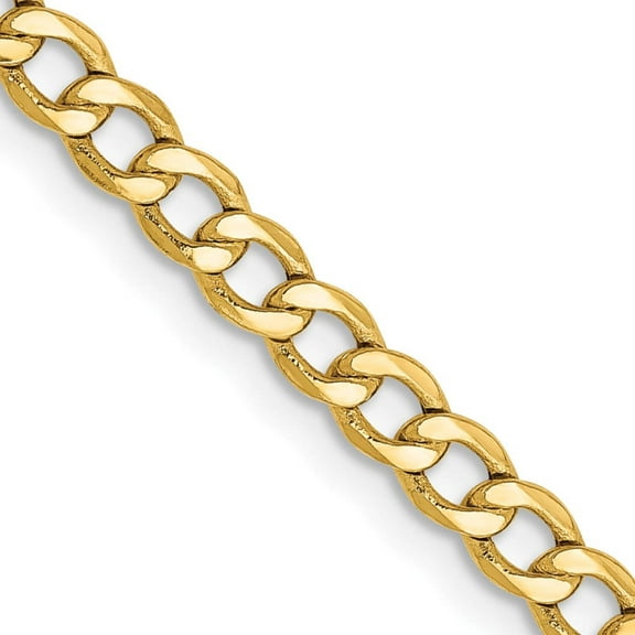 Primal Gold 14 Karat Yellow Gold 3.35mm Semi-solid Curb Link Chain