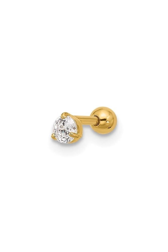 14 Karat Yellow Gold 3.5mm Cubic Zirconia Labret/Face Jewelry
