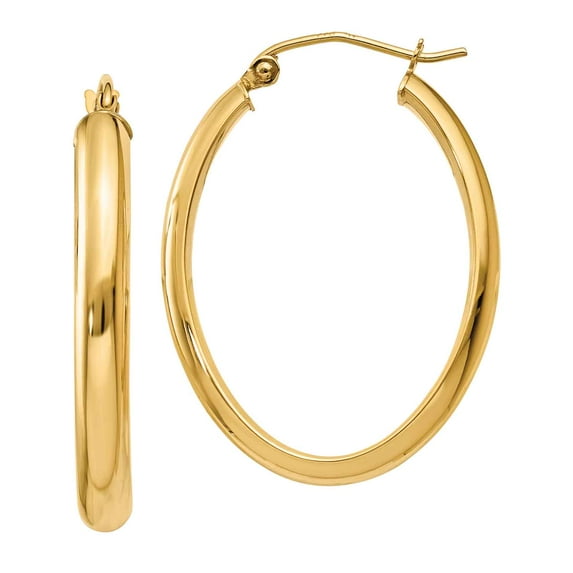 Primal Gold 14 Karat Yellow Gold 3.5mm Oval Hoop Earrings