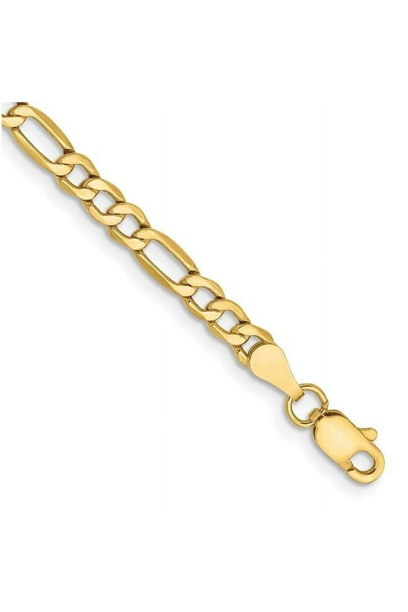 14 Karat Yellow Gold 3.5mm Semi-Solid Figaro Chain Anklet