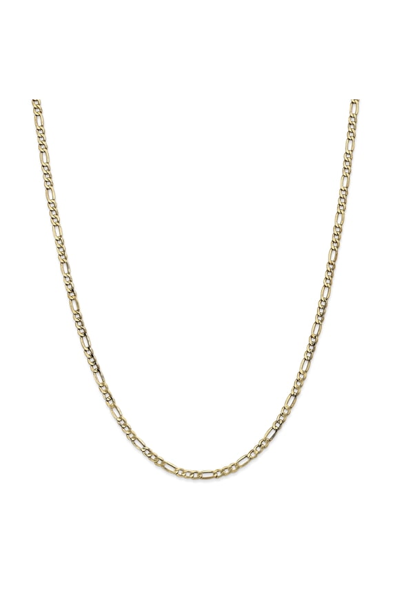 14 Karat Yellow Gold 3.5mm Semi-solid Figaro Chain
