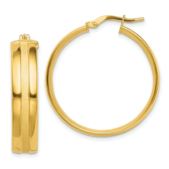 Primal Gold 14 Karat Yellow Gold 30mm Satin Hoop Earrings