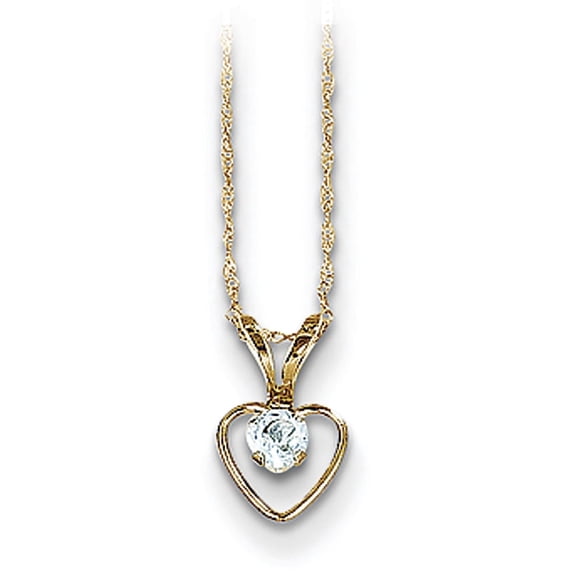 Primal Gold 14 Karat Yellow Gold 3mm Aquamarine Heart Birthstone Necklace