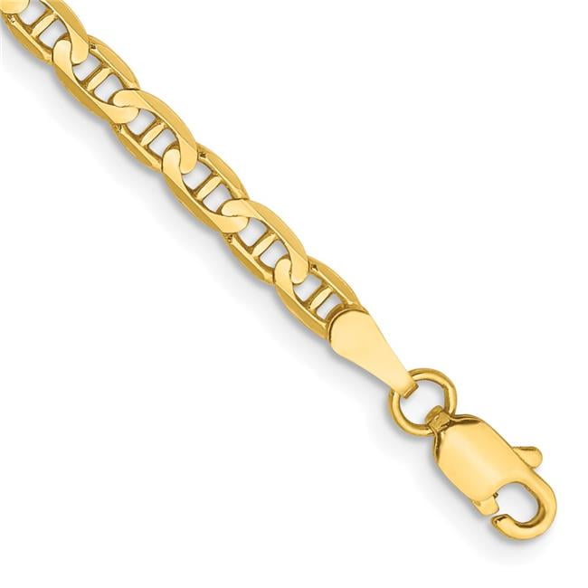 Primal Gold 14 Karat Yellow Gold 3mm Concave Anchor Chain Bracelet ...