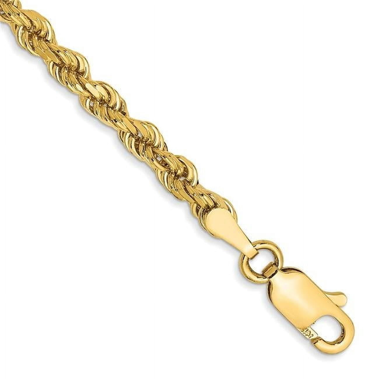 Gold Cutter Rope Primal Gold 14 Karat Yellow Gold 3mm Diamond-cut Rope with Lobster ...