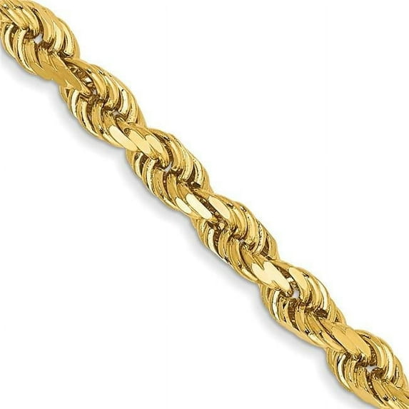 Primal Gold 14 Karat Yellow Gold 3mm Diamond-cut Rope with Lobster Clasp Chain