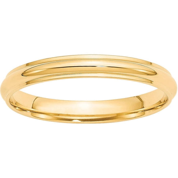 Primal Gold 14 Karat Yellow Gold 3mm Half Round with Edge Band Size 14