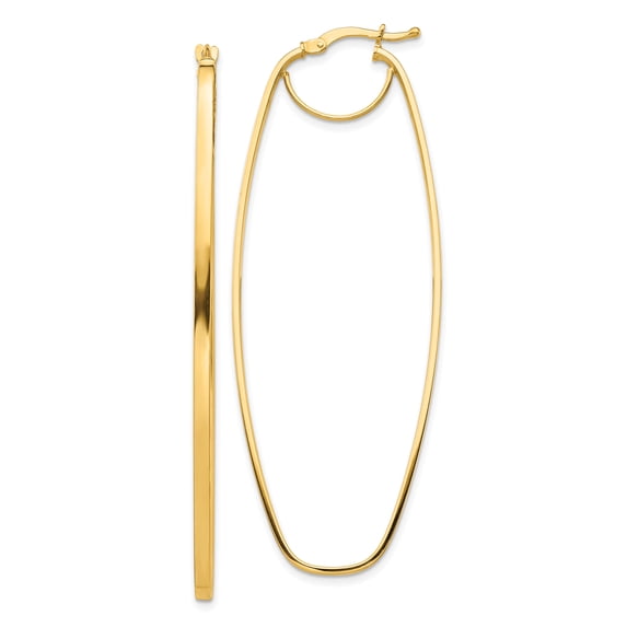 Primal Gold 14 Karat Yellow Gold 3mm Oval Dangle Hoop Earrings