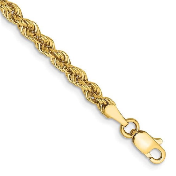 Primal Gold 14 Karat Yellow Gold 3mm Regular Rope Chain Bracelet