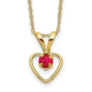 Primal Gold 14 Karat Yellow Gold 3mm Ruby Heart Birthstone Necklace