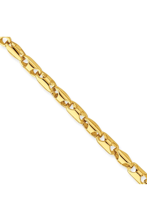 14 Karat Yellow Gold 4.1mm Fancy Barrel Link Chain