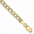 thumbnail image 1 of Primal Gold 14 Karat Yellow Gold 4.3mm Semi-Solid with Rhodium Pave Curb Chain Bracelet, 1 of 3