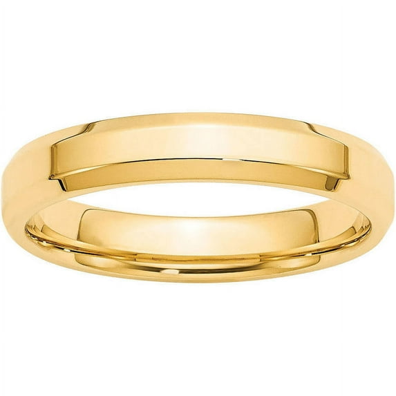 Primal Gold 14 Karat Yellow Gold 4mm Beveled Edge Comfort Fit Band Size 12