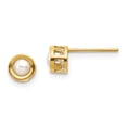 thumbnail image 1 of Primal Gold 14 Karat Yellow Gold 4mm Bezel June Freshwater Cultured Pearl Post Earrings, 1 of 5
