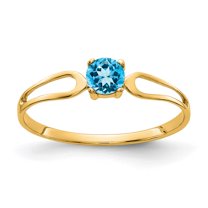 Primal Gold 14 Karat Yellow Gold 4mm Blue Topaz Ring