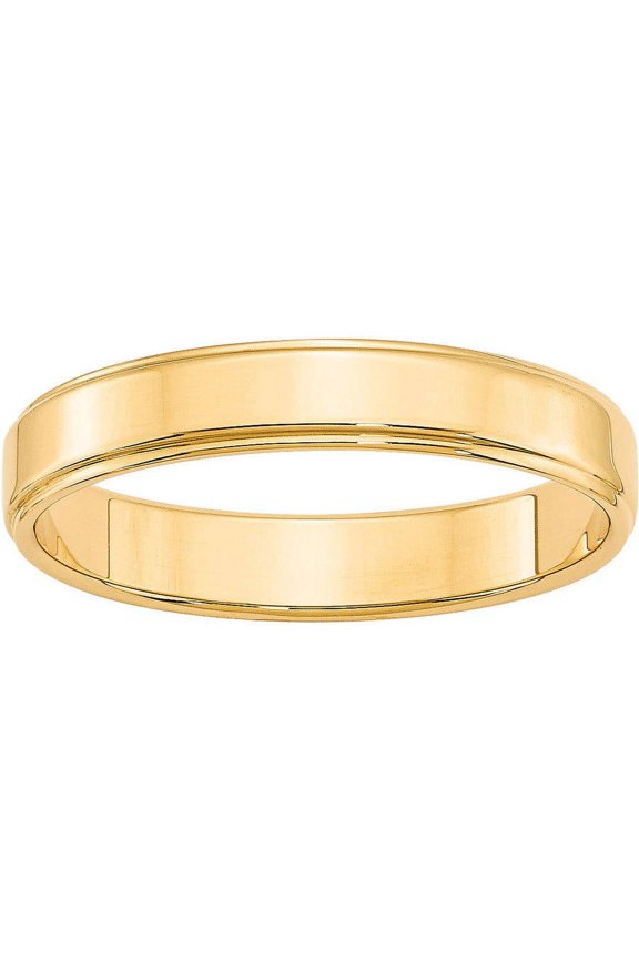 14 Karat Yellow Gold 4mm Flat with Step Edge Band Size 14