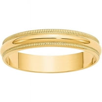 Primal Gold 14 Karat Yellow Gold 4mm Lightweight Milgrain Half Round Wedding Band
