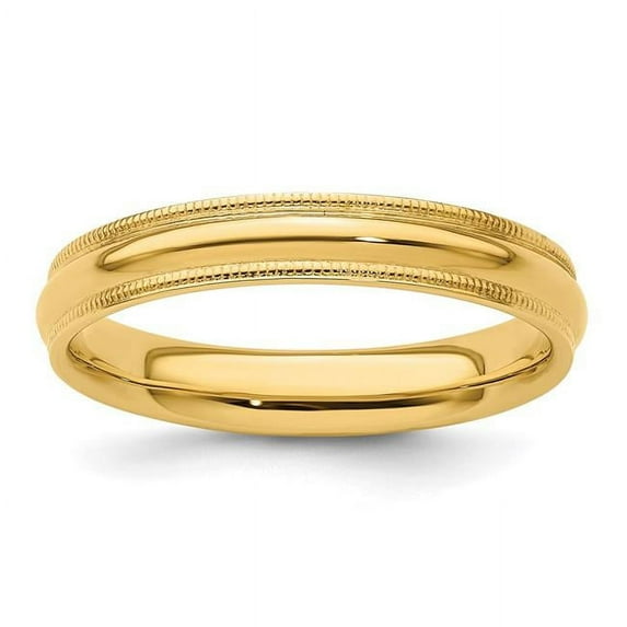 Primal Gold 14 Karat Yellow Gold 4mm Milgrain Comfort Wedding Band Size 10.5