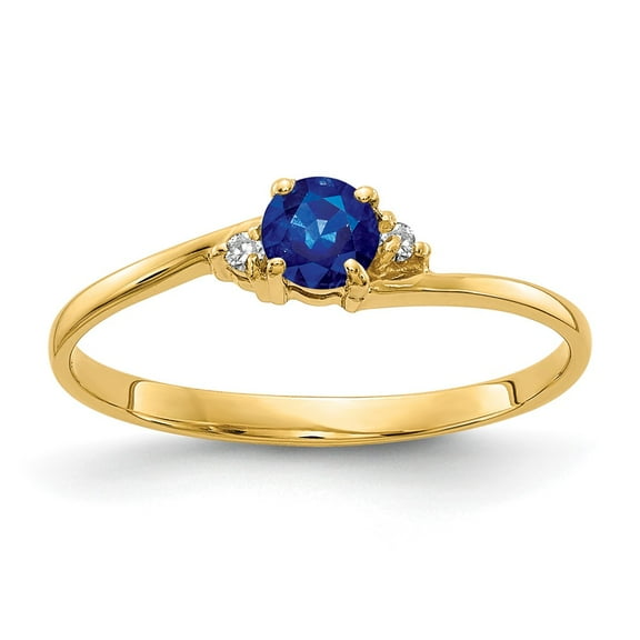Primal Gold 14 Karat Yellow Gold 4mm Sapphire and Diamond Ring