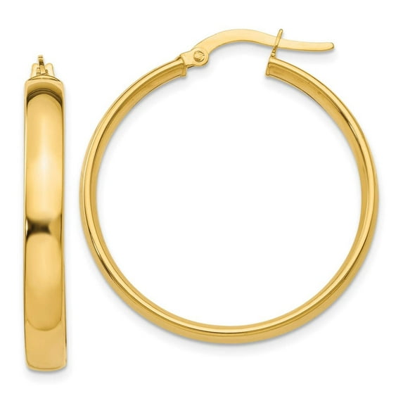 Primal Gold 14 Karat Yellow Gold 4x25mm Hoop Earrings