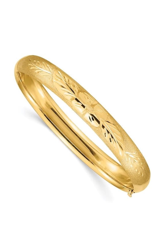 14 Karat Yellow Gold 5/16 Oversize Florentine Hinged Bangle Bracelet