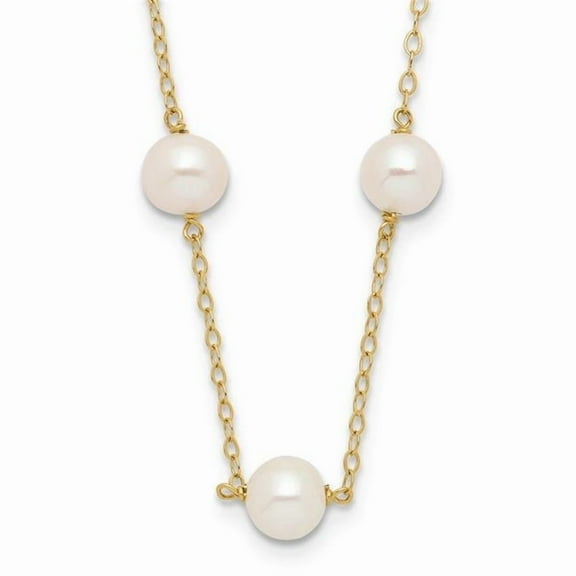 Primal Gold 14 Karat Yellow Gold 5.5-6.5mm White Near Round Freshwater Cultured Pearl 12-station Necklace