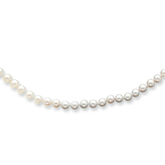 Primal Gold 14 Karat Yellow Gold 5-6mm Round White Saltwater Akoya Cultured Pearl Necklace