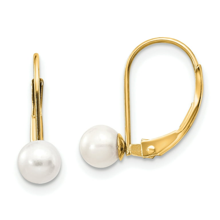 Pearl leverback sale earrings white gold