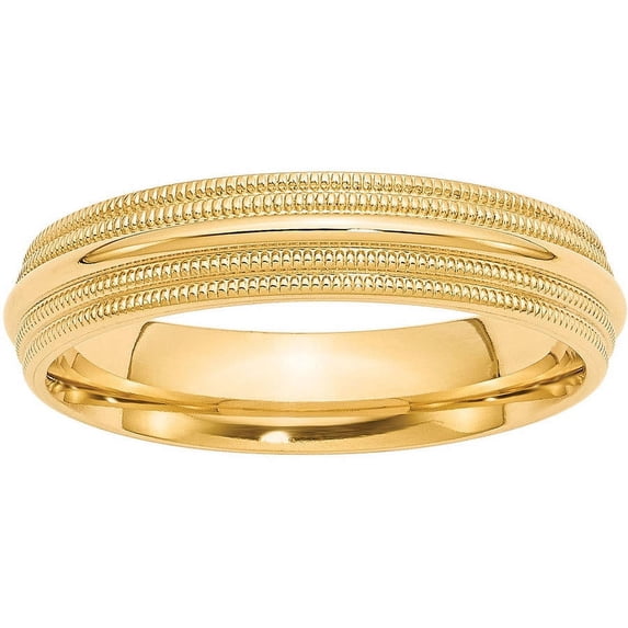 Primal Gold 14 Karat Yellow Gold 5mm Double Milgrain Comfort Fit Band Size 6