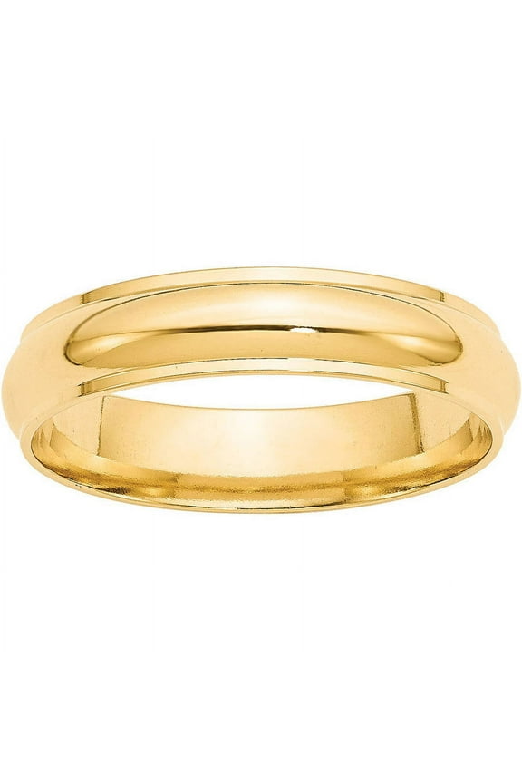 14 Karat Yellow Gold 5mm Half Round with Edge Band Size 14