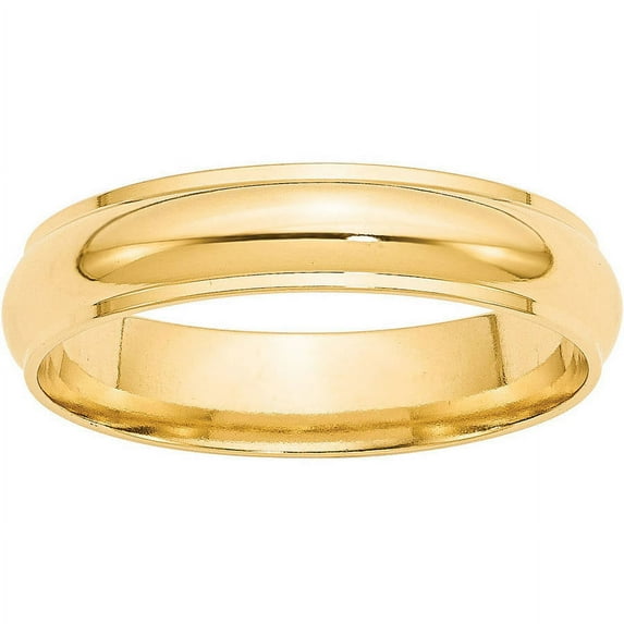 Primal Gold 14 Karat Yellow Gold 5mm Half Round with Edge Band Size 9.5