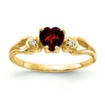 thumbnail image 1 of Primal Gold 14 Karat Yellow Gold 5mm Heart Garnet and Diamond Ring, 1 of 4