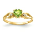 thumbnail image 1 of Primal Gold 14 Karat Yellow Gold 5mm Heart Peridot and Diamond Ring, 1 of 4