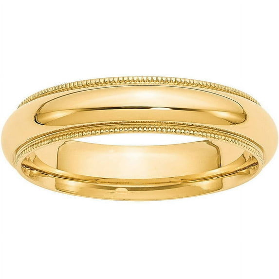 Primal Gold 14 Karat Yellow Gold 5mm Milgrain Comfort Wedding Band