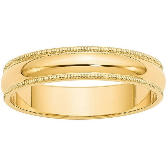 Primal Gold 14 Karat Yellow Gold 5mm Milgrain Half Round Wedding Band Size 5