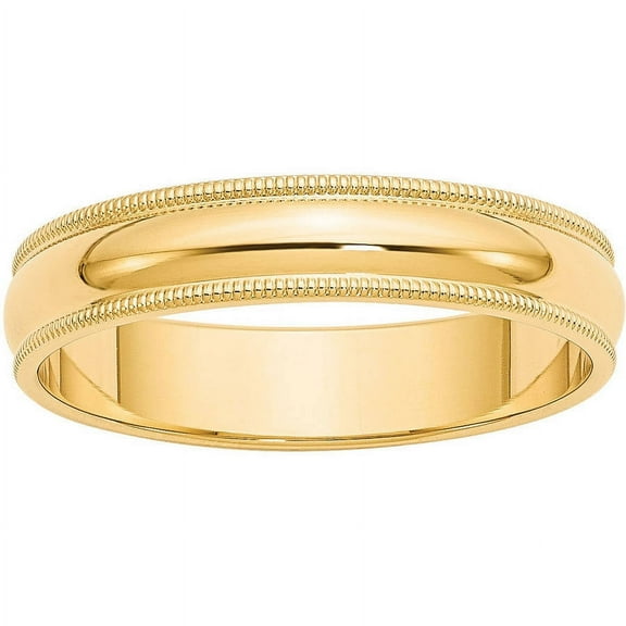 Primal Gold 14 Karat Yellow Gold 5mm Milgrain Half Round Wedding Band Size 7