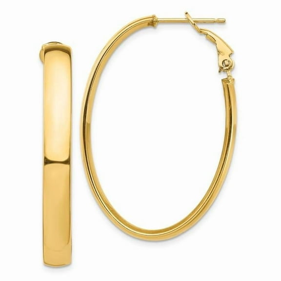 Primal Gold 14 Karat Yellow Gold 5mm Omega Back Oval Hoop Earrings