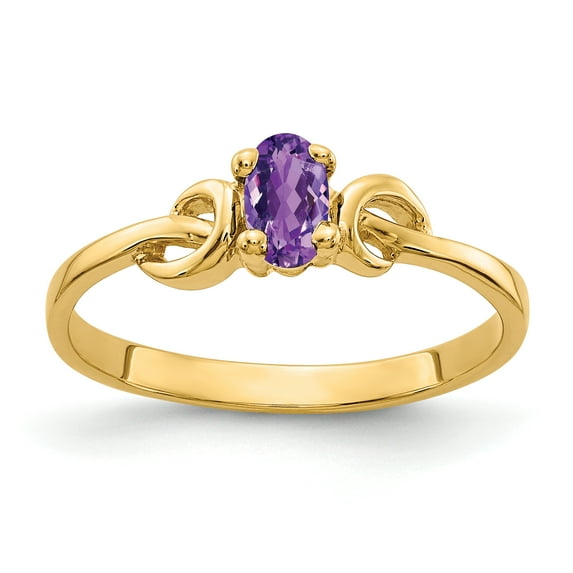Primal Gold 14 Karat Yellow Gold 5x3mm Oval Amethyst Ring