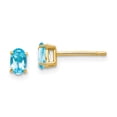 thumbnail image 1 of Primal Gold 14 Karat Yellow Gold 5x3mm Oval Blue Topaz Earrings, 1 of 5