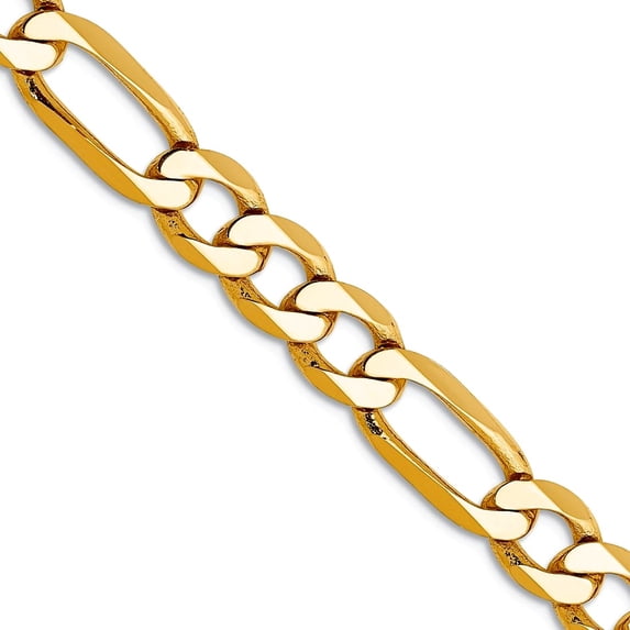 14k Yellow Gold Solid Polished 6.25mm Flat Figaro Chain Necklace 22 Inch Lobster Claw Chain Necklace for Women and Men