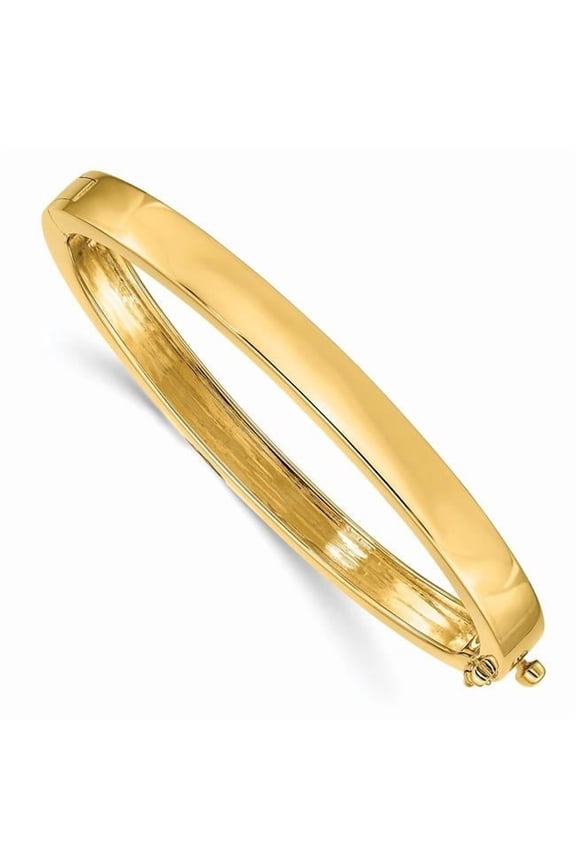 14 Karat Yellow Gold 6.3mm Solid Hinged Bangle Bracelet