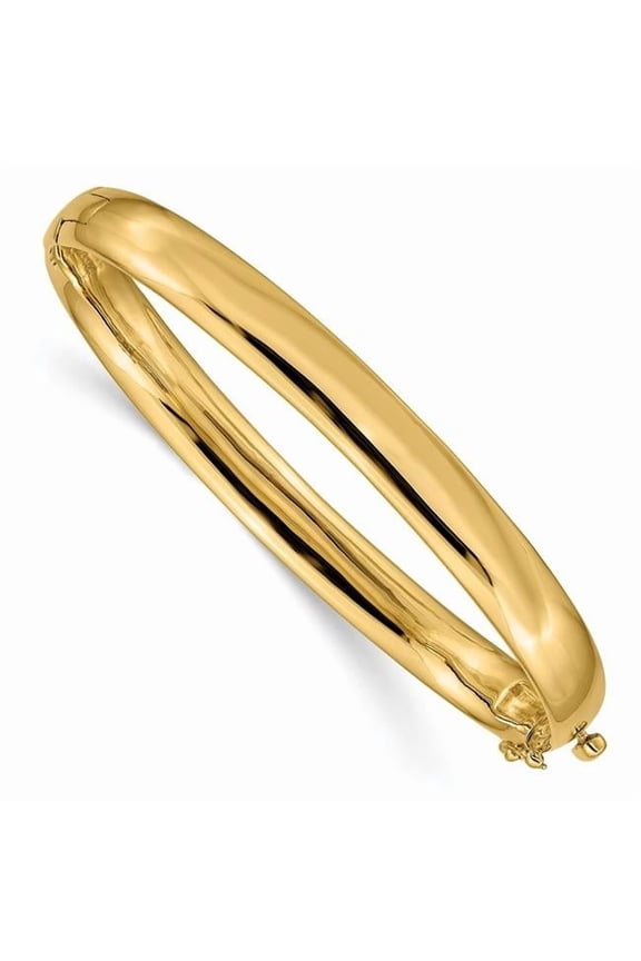 14 Karat Yellow Gold 6.4mm Solid Hinged Bangle